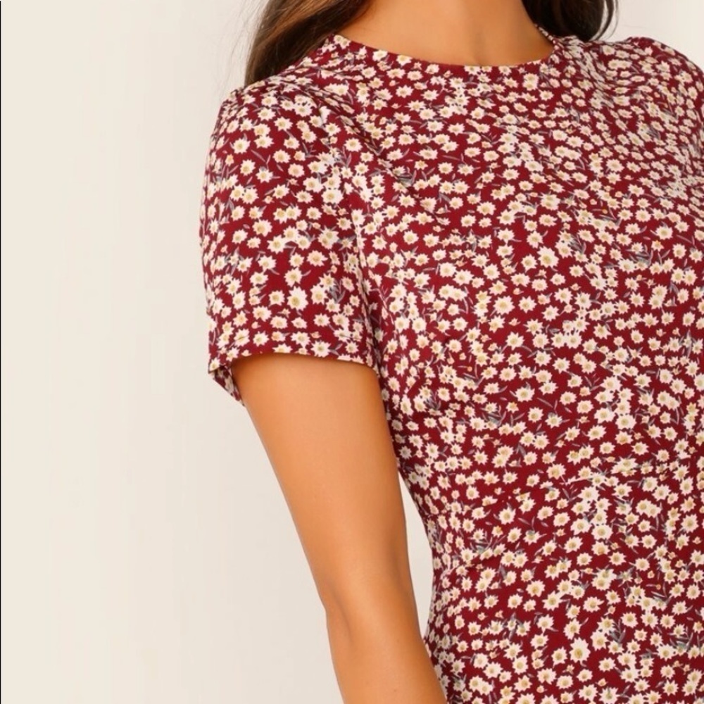 New floral print short sleeve mini dress - Picture 5 of 5